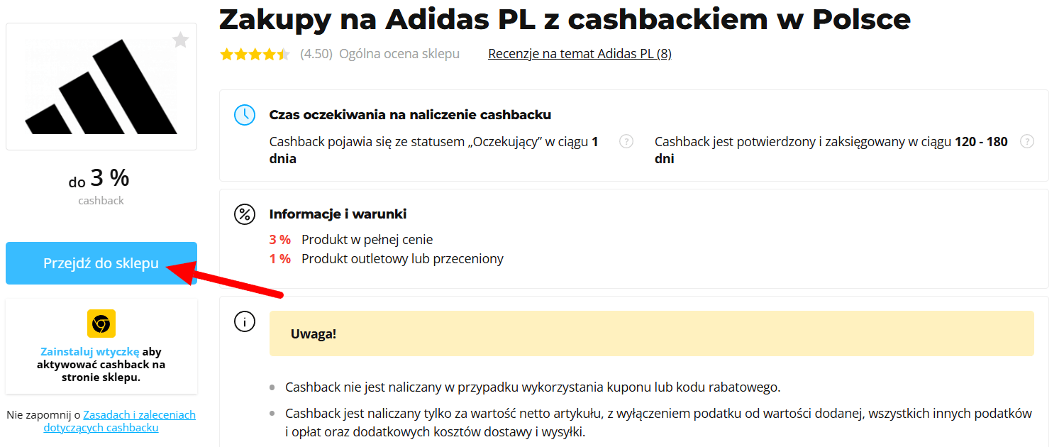 Zakupy Adidas z cashback