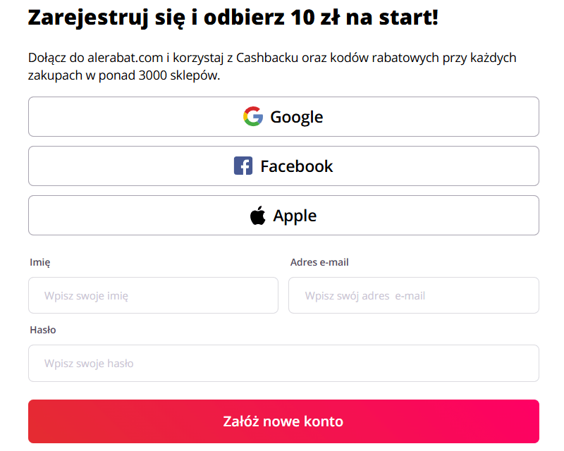 AleRabat rejestracja