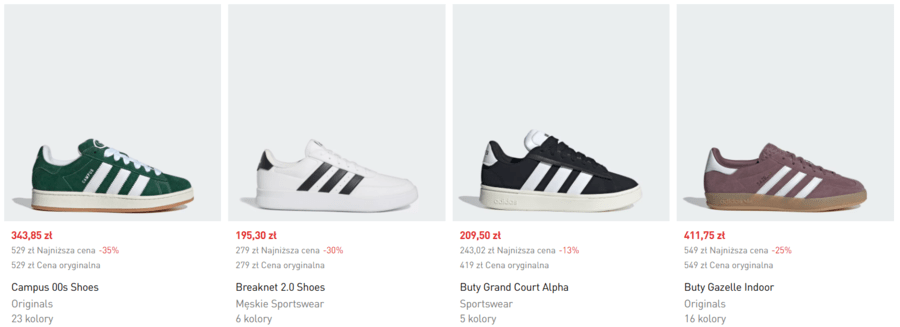 Letnia wyprzedaż Adidas buty