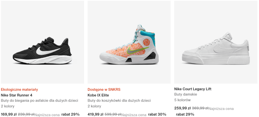 Letnia wyprzedaż butów Nike